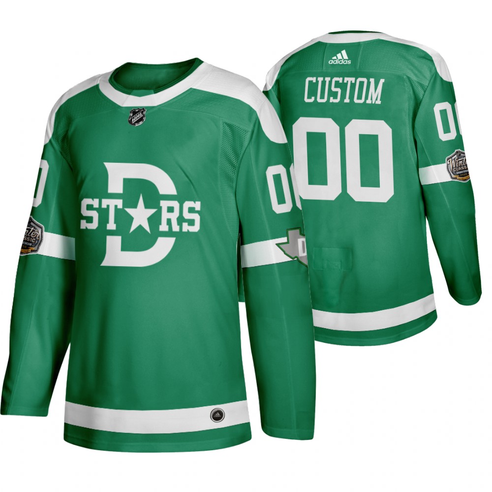 Adidas Dallas Stars Custom Men Green 2020 Winter Classic Retro NHL Jersey